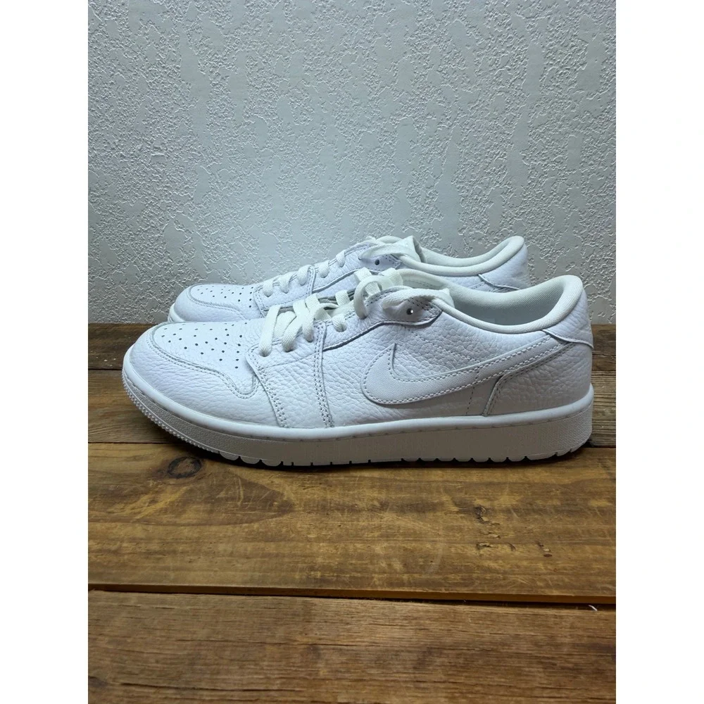 Jordan 1 Low Golf Triple White Leather Shoes DD9315-101 Mens Size 10